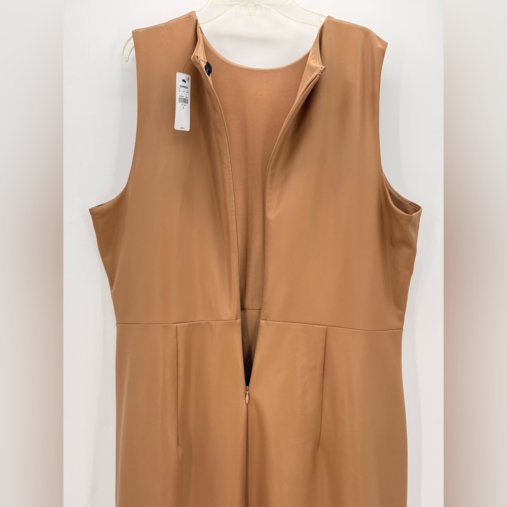 Express Body Contour Faux Leather Twist Front Midi Sheath Dress Size XL - Picture 8 of 15